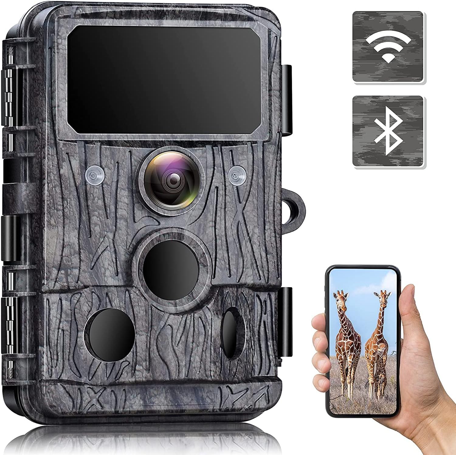 Trail Camera 4K WiFi 30MP - WiFi Trail Camera Bluetooth Game Camera with 940nm No-Glow IR LEDs Night Vision Trail Cam 0.2s Motion Activated Wildlife Hunting Camera Waterproof IP66 Wildlife Tracking Pack of 2