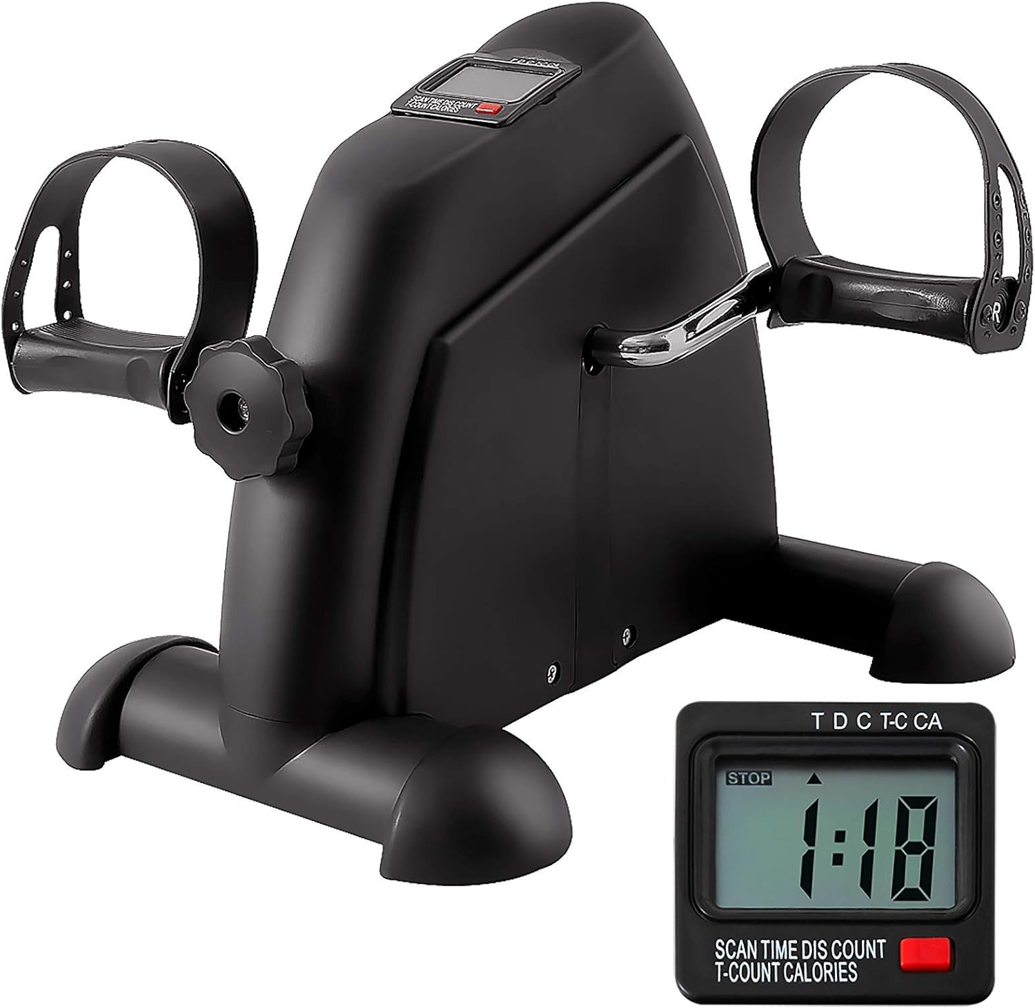 GOREDI Pedal Exerciser Stationary Under Desk Mini Exercise Bike - Peddler Exerciser with LCD Display, Foot Pedal Exerciser for Seniors,Arm/Leg Exercise Pack of 2