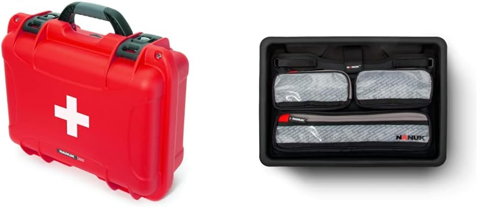 Nanuk 905 Waterproof First Aid Prepper Survival Gear Dust and Impact Resistant Case - Empty - Red, 905-FSA9 Pack of 2