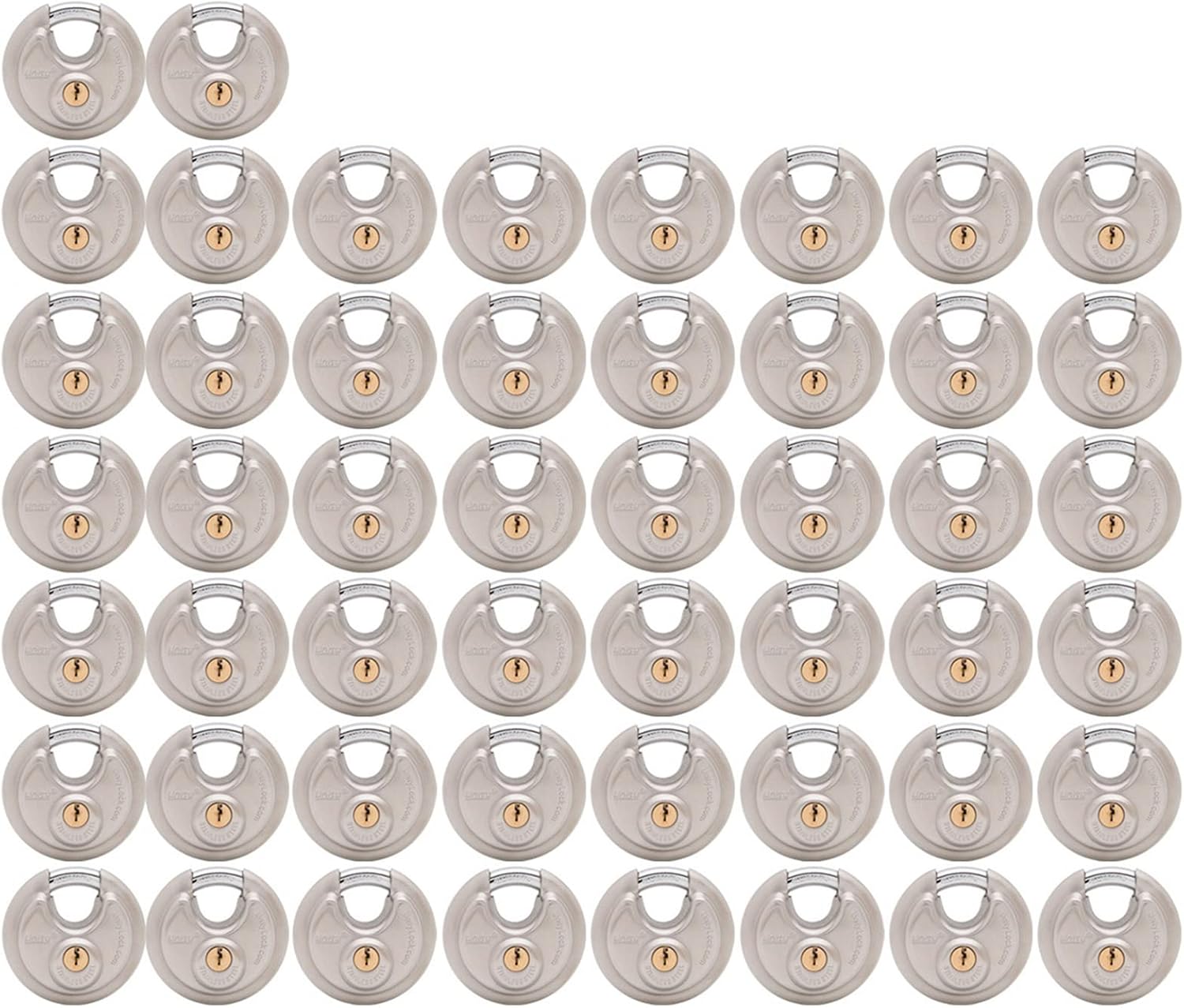 Keyed Alike Stainless Steel Disc Padlock, Same Key Open, for Self Storage, Farm, Recycle Box, Truck, Trailer, Anti Cut, All Weather 2-3/4