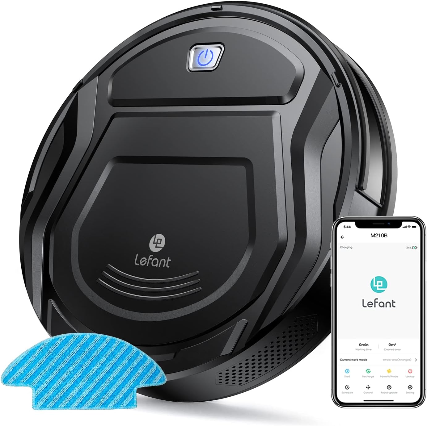 Robot Vacuum, 2000Pa Strong Suction, Tangle Free, 11” Slim Body, Self-Charging, Compatible with Alexa/WiFi/APP, Ideal Robot Vacuum Cleaner for Pet Hair, Hard Floor, Low Pile Carpet, Lefant M210B