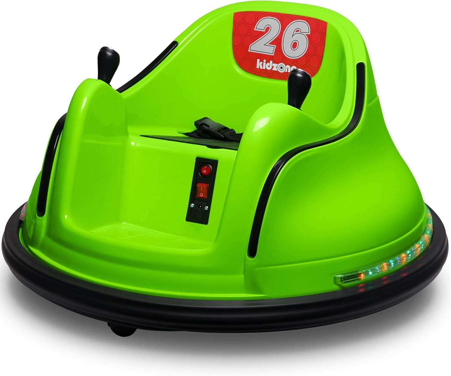 Kidzone DIY Sticker Race Car 6V Kids Toy Electric Ride On Bumper Car Vehicle with Remote Control, LED Lights & 360 Degree Spin, 2 Driving Modes, ASTM Certified - Green