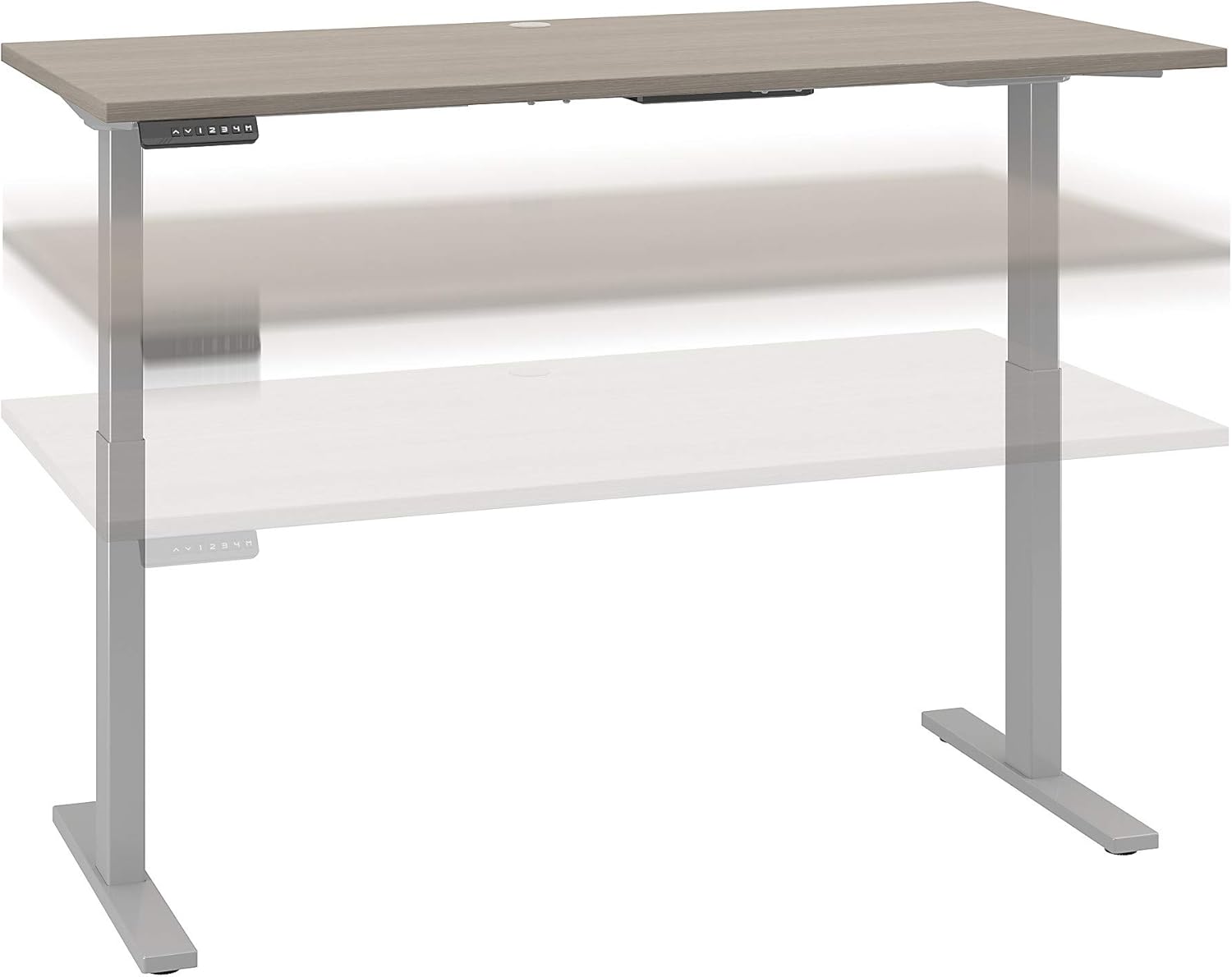 Bush Business Furniture Move 60 Series Height Adjustable Standing Desk, 60W x 30D, Sand Oak with Cool Gray Metallic Base