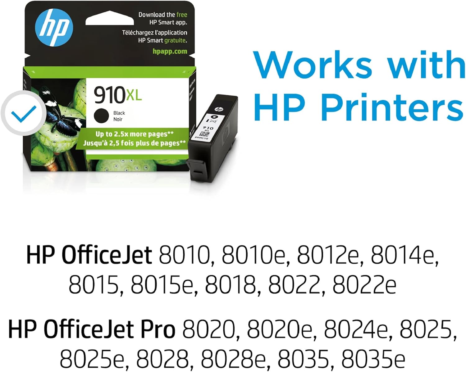 Original HP 910XL Black High-yield Ink Cartridge | Works with HP OfficeJet 8010, 8020 Series, HP OfficeJet Pro 8020, 8030 Series | Eligible for Instant Ink | 3YL65AN Pack of 2