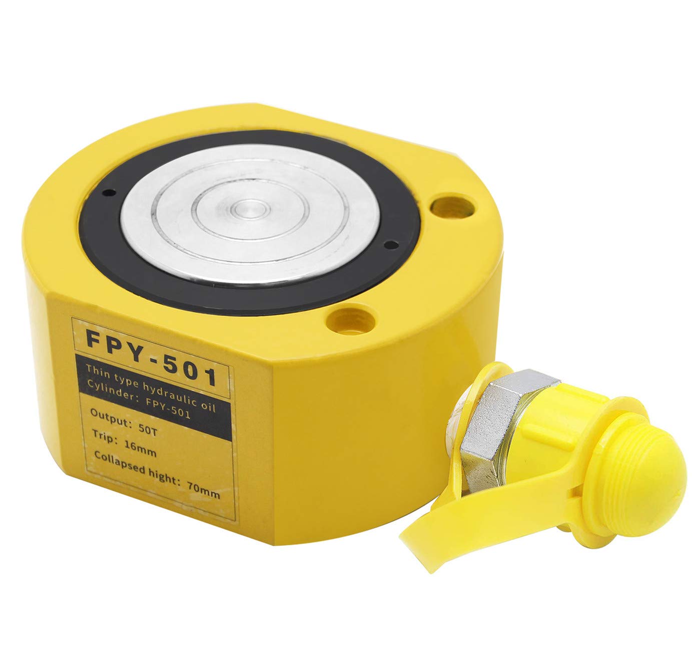 NEWTRY 50 ton Low Profile Hydraulic Ram Jack Stoke 18mm(0.71 inch) Mini Protable Hydraulic Cylinder Industrial Super Thin Lifting Jack, not for Car (50T,18mm)