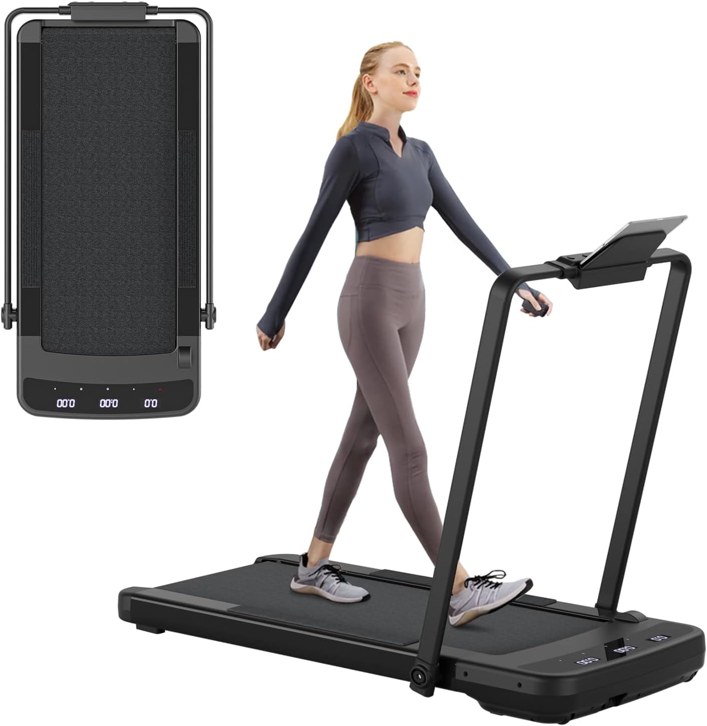 JOZZBY Under Desk Treadmill - 2 in 1 Folding Treadmill for Home Exercise, Easy Assembly, Sturdy, Portable and Space Saving, Remote Control, Foldable Walking Pad for Home, Office