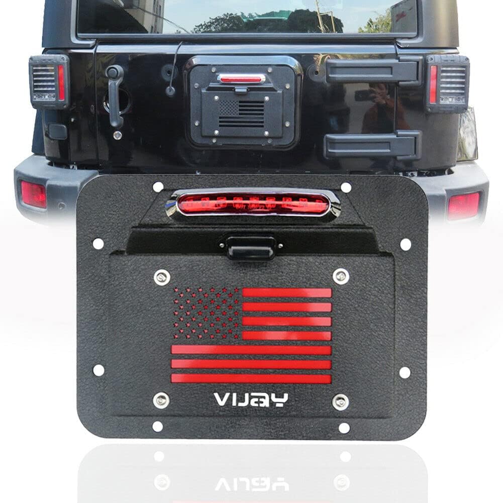 LUYWTE Spare Tire Delete License Plate Relocation W/Plate Illuminate Light&Third Brake Light Fit 2007-2017 Wrangler JK/JKU Pack of 2