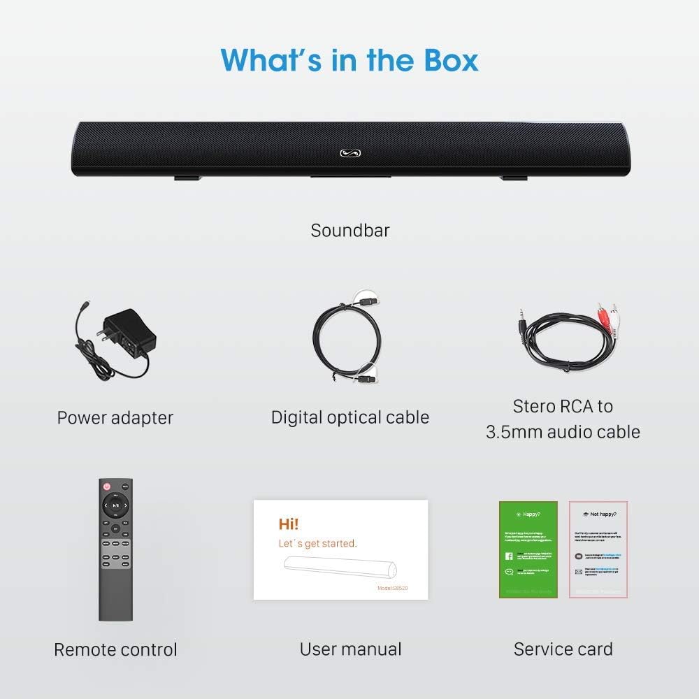 100 Watt 40 Inch TV Sound Bar, MEGACRA Home Theater System Wired and Wireless Soundbar Speaker (Renewed) Pack of 2