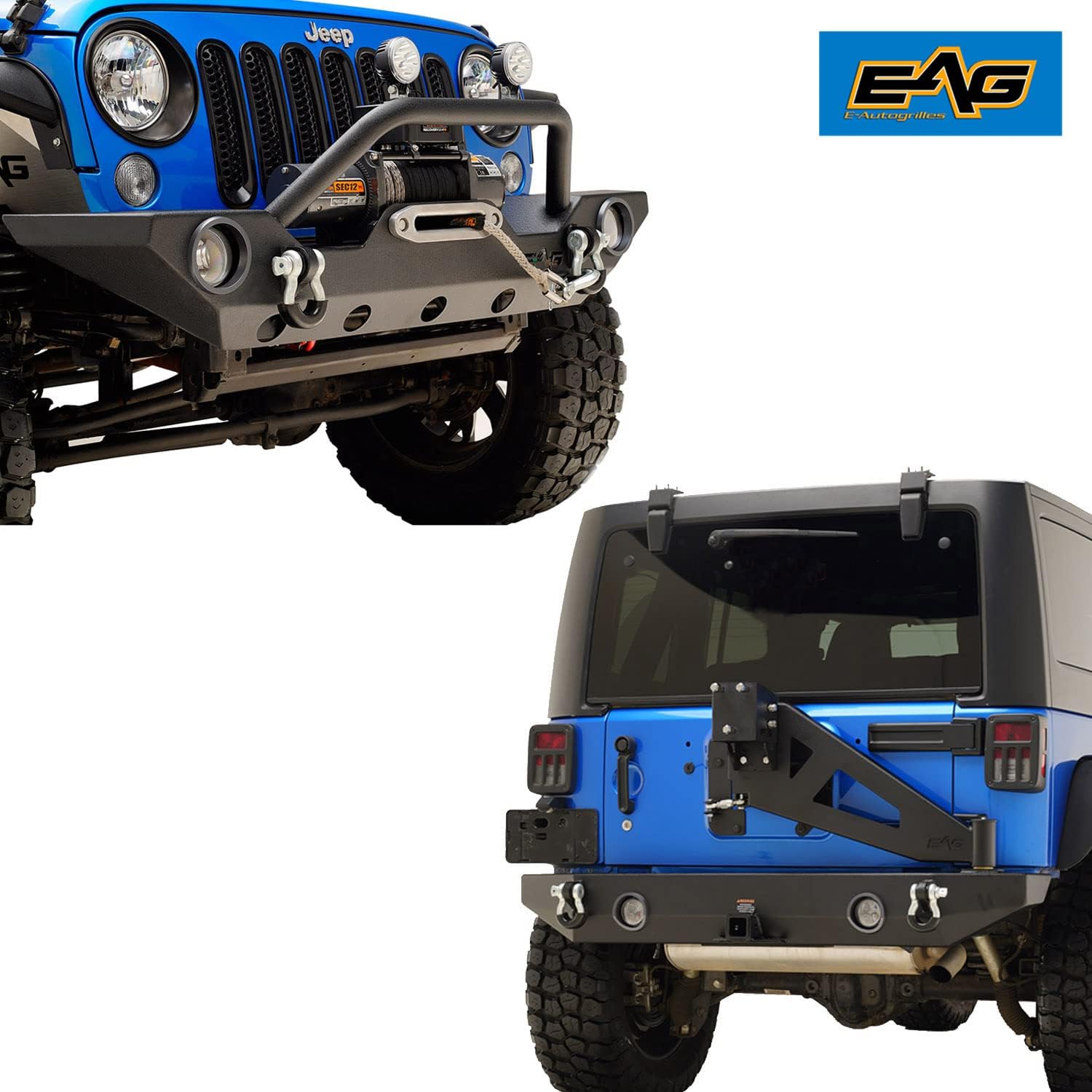 EAG 07-18 Wrangler JK Front Bumper and Rear Bumper Combo