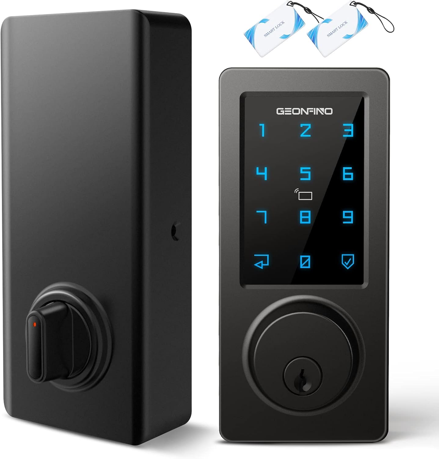 Keyless Entry Door Lock - Smart Deadbolt Lock with Bluetooth App, Electronic Keypad, IC Card, Spare Keys. Security Waterproof Smart Lock Easy Install USB Ideal for Home Use, Apartment, Office, Hotel
