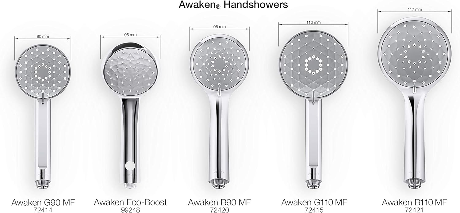 KOHLER K-99248-BN Awaken B90 Handshower with Eco-Boost Technology, Vibrant Brushed Nickel Pack of 2