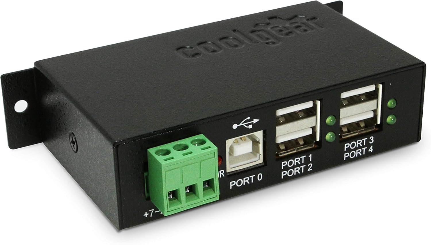 Coolgear 4-Port Industrial USB 2.0 Powered Variable Voltage Input Pack of 2