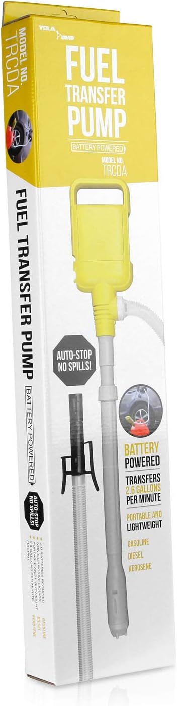 TERA PUMP Multi-Purpose Transfer Pump - Auto-stop Sensor - 2x Powerful Motor - 2.6 Gal/Min, 2 x D Batteries (Not Included), Portable Gas Pump w/ 4.1ft Discharge Hose Pack of 2
