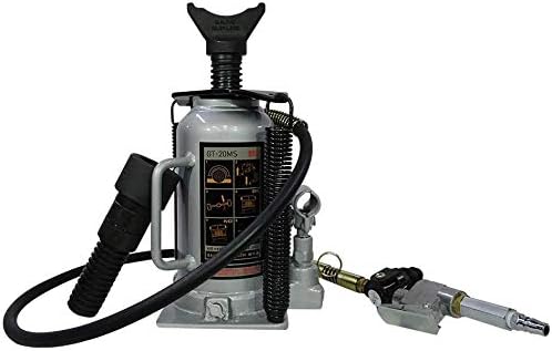 Gaither Moore-Safe Pneumatic Air Hydraulic Bottle Jack with Interchangeable Adaptor Heads - 20 Ton Lifting Capacity