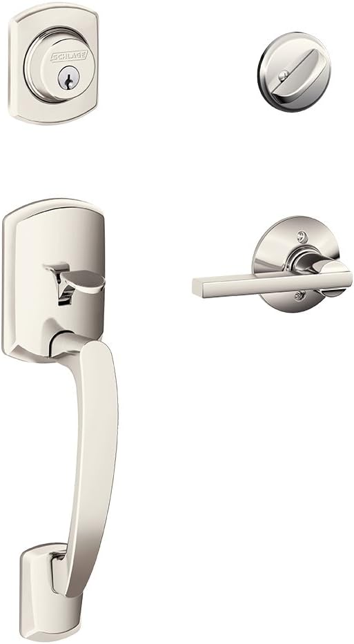 SCHLAGE Greenwich Single Cylinder Handleset and Broadway Lever, Matte Black (F60 GRW 622 BRW GRW)