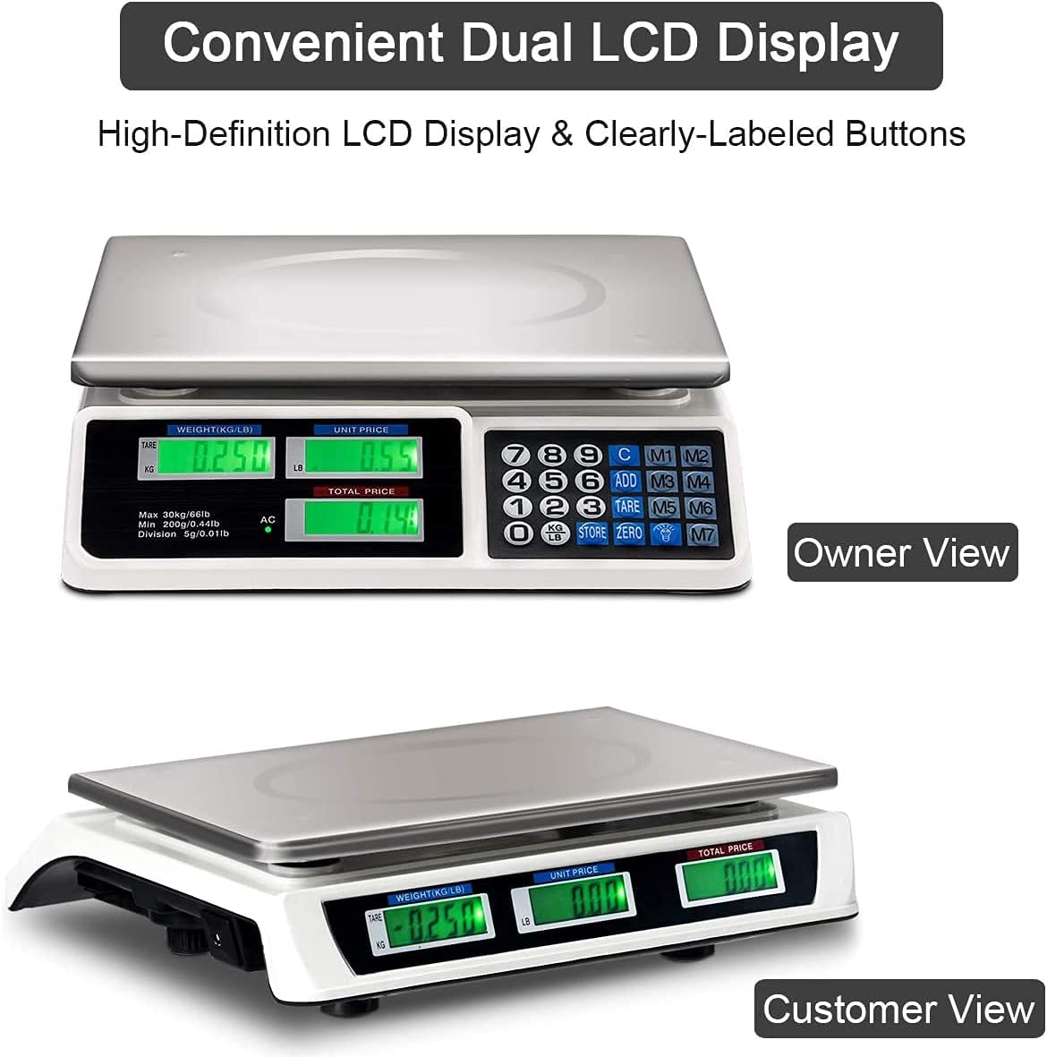 66 LB Digital Scale Price Computing Deli Electronic Counting Weight Pack of 2