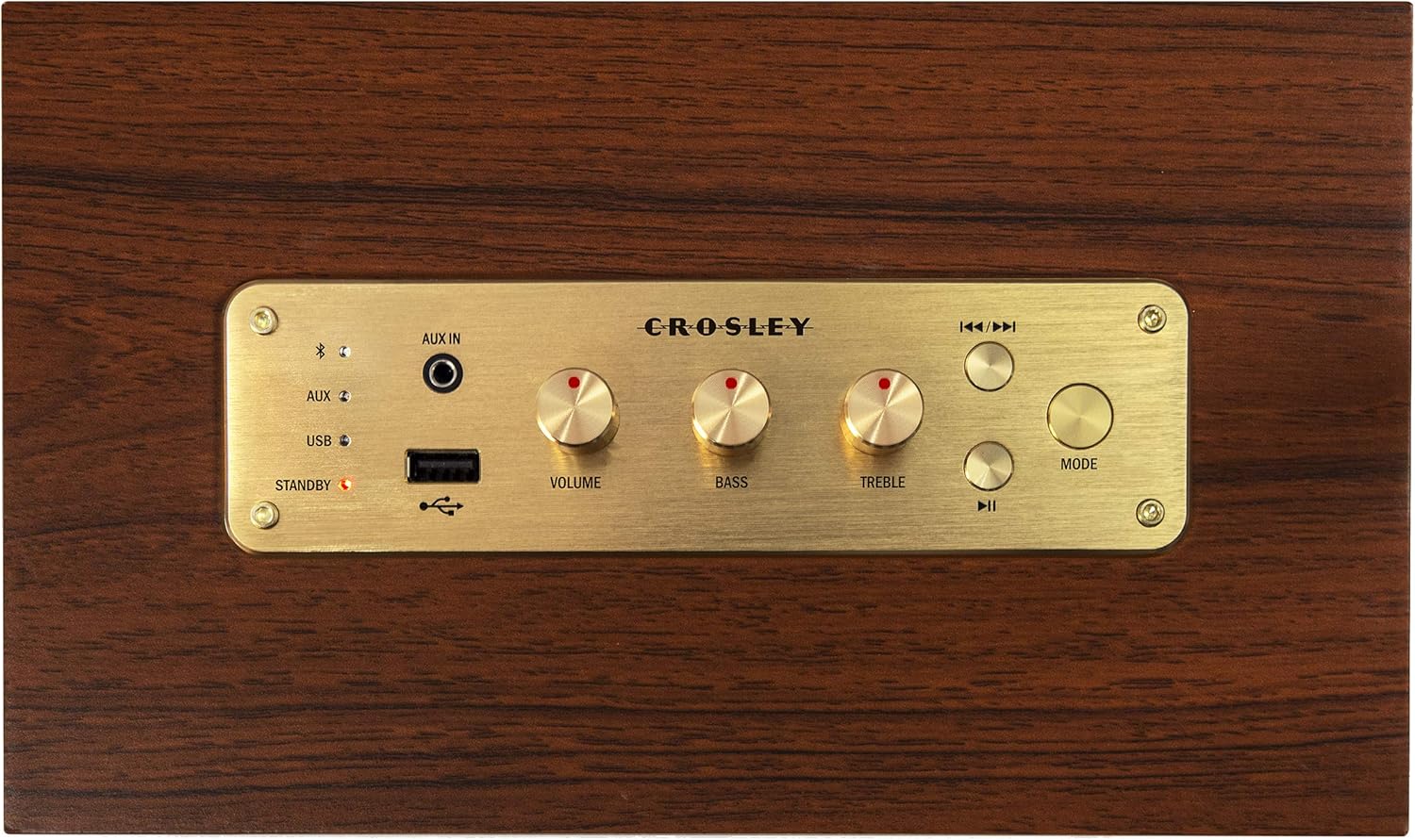 Crosley CR3110A-GY Octave Mid-Century Bluetooth Speaker with USB Phone Charger, Grey