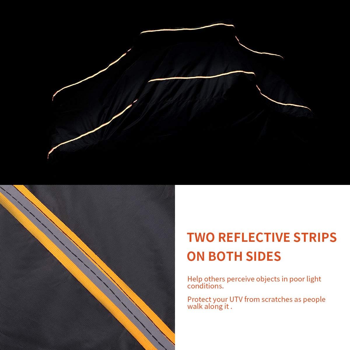 Ranger Cover 2-seat, Kemimoto UTV Covers Waterproof All Weather Storage with Reflective Strip Compatible with Polaris Ranger RZR Protect Your SxS from Rain, Snow, Dirt, Debris and Damaging UV Rays Pack of 2