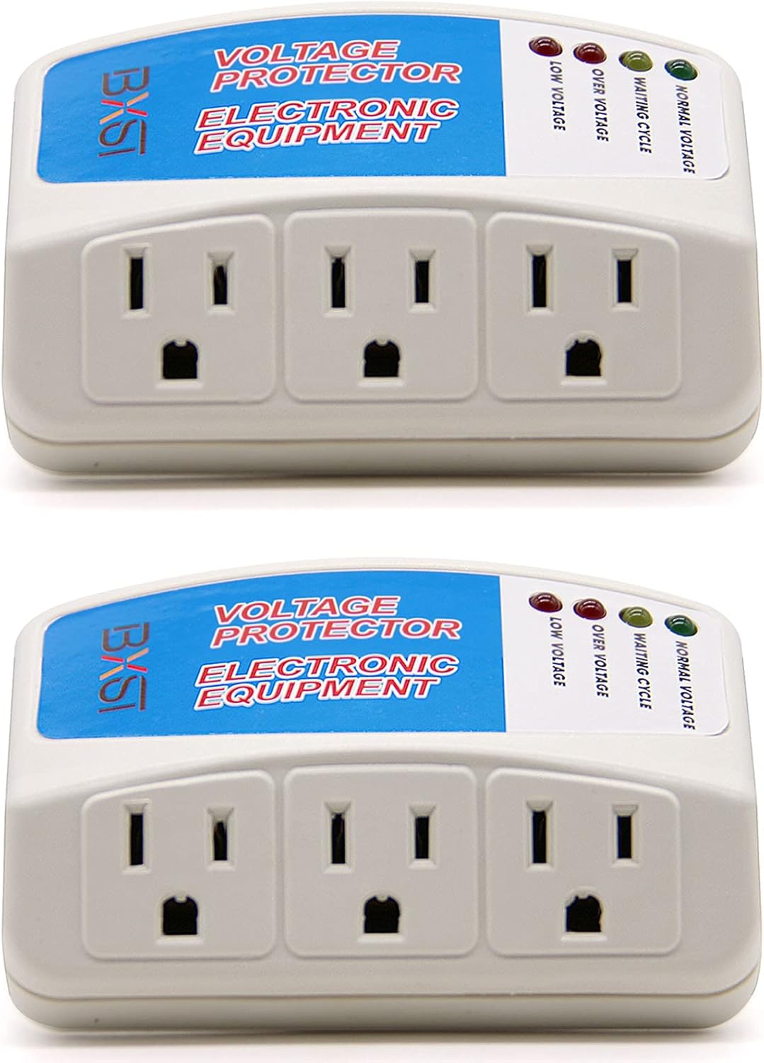 BSEED Voltage Protector, 3 Outlet Plug in Surge Protector for Home Appliance Multi Function Plug With Protection Wall Mount Power Suppressor for TV/PC/Refrigerator 120V 1400W 4 PACK Pack of 2