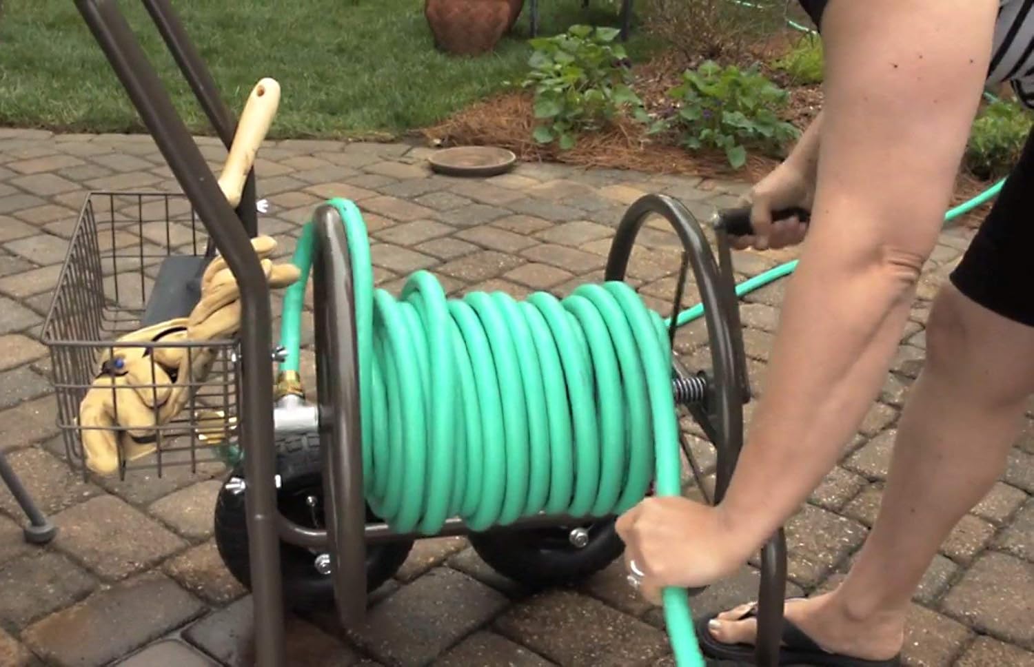 Liberty Garden Residential Grade 4 Wheel 871-M1-1 Garden Hose Reel Cart, Bronze