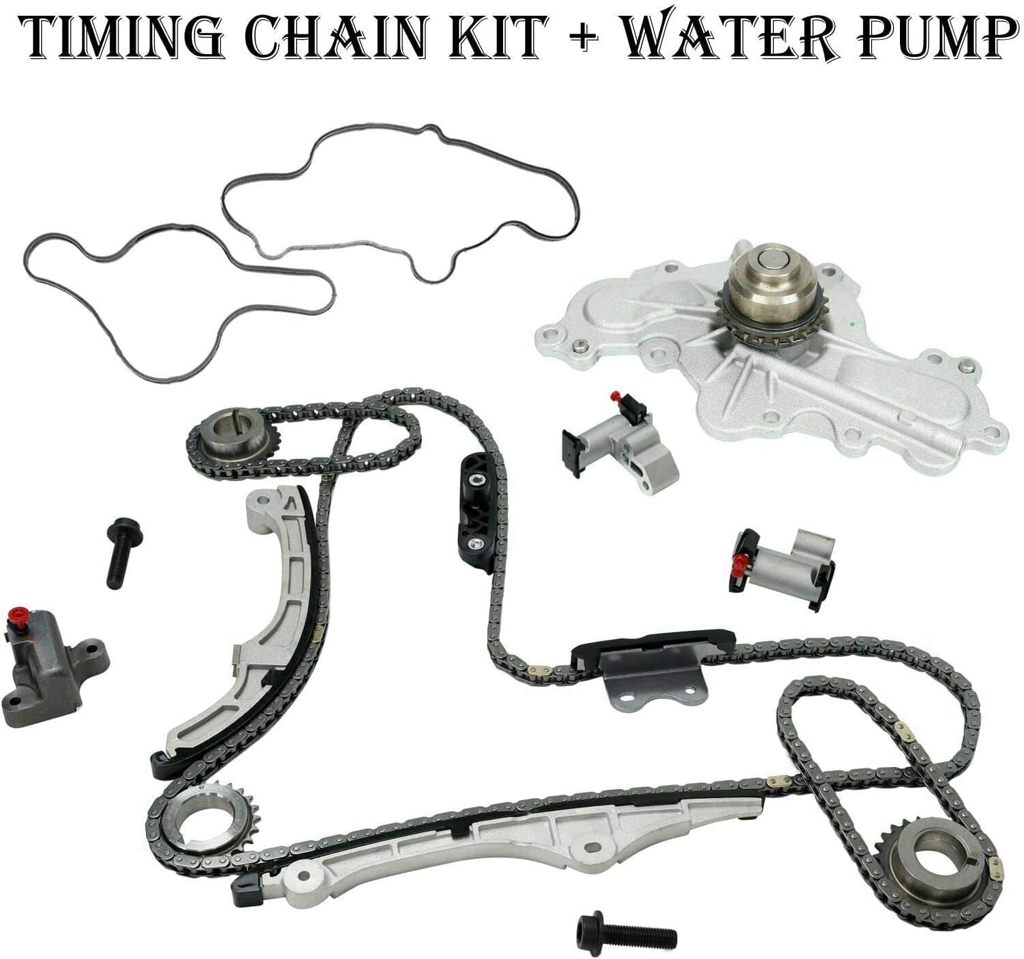 BLACKHORSE-RACING Timing Chain Kit + Water Pump Compatible with 2007 2008 2009 2010 Ford Mercury 3.5L Lincoln Mazda 3.7L DOHC