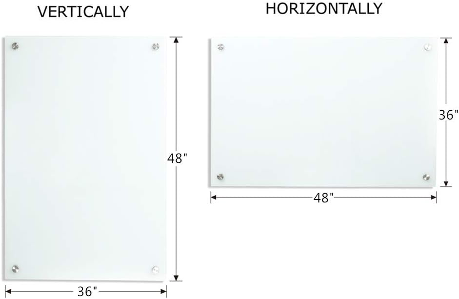 Glass Whiteboard, Dry Erase Glass Magnetic White Board 4' x 3' ,White Surface