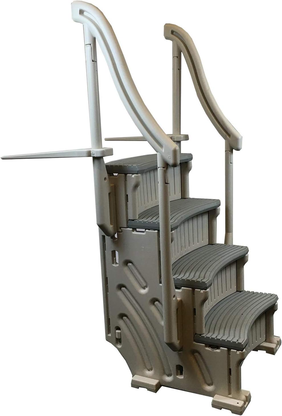 CONFER plastics inc. CCX-AG 4 Step Above Ground Swimming Pool Ladder Stair Step Entry System with Handrails, Beige