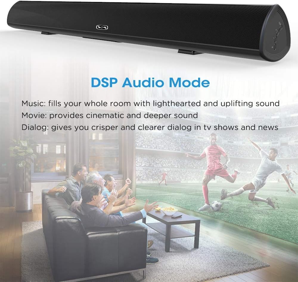 100 Watt 40 Inch TV Sound Bar, MEGACRA Home Theater System Wired and Wireless Soundbar Speaker (Renewed) Pack of 2