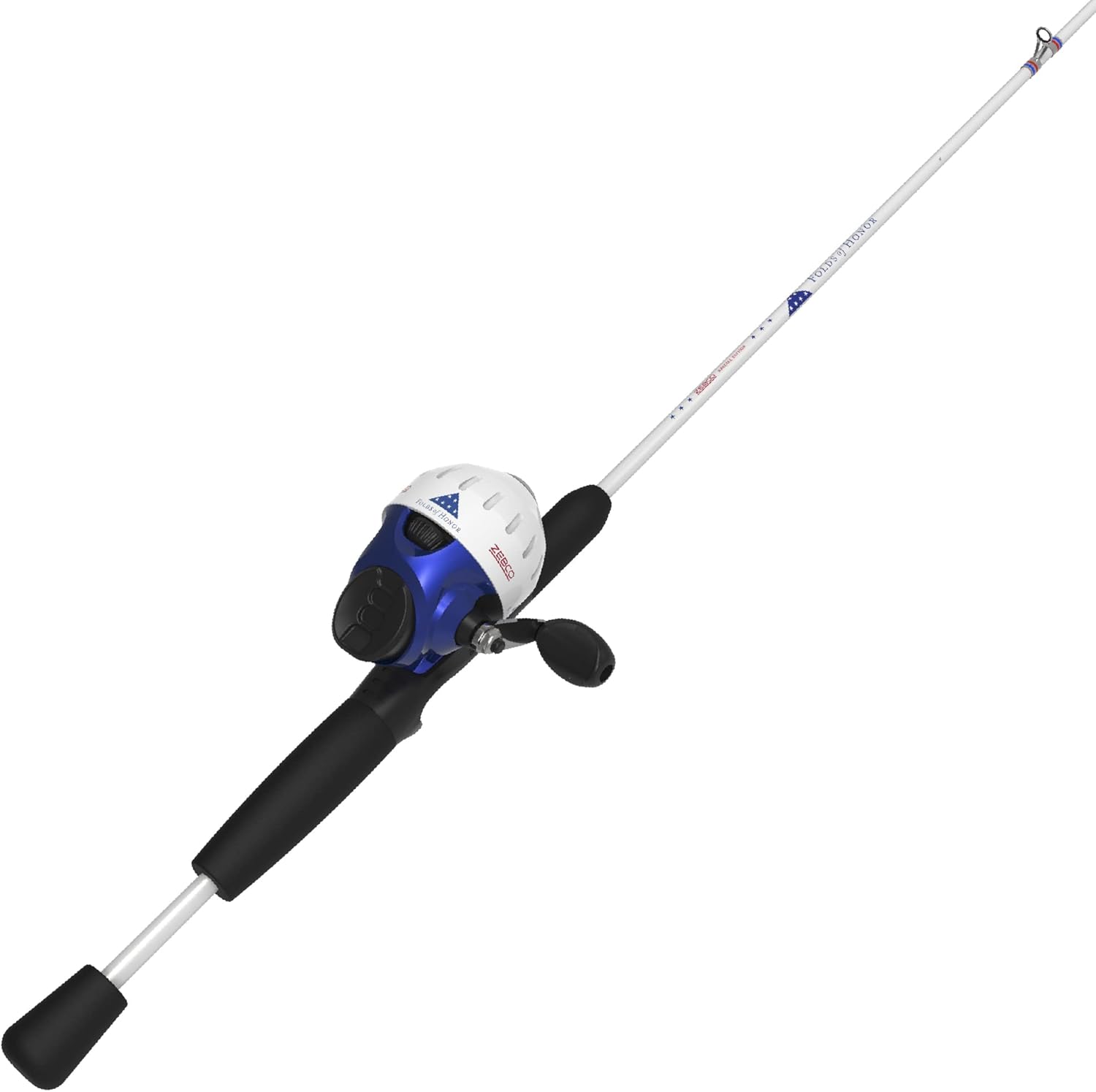 Zebco Folds of Honor Spinning Reel and 2-Piece Fishing Rod Combo Pack of 2