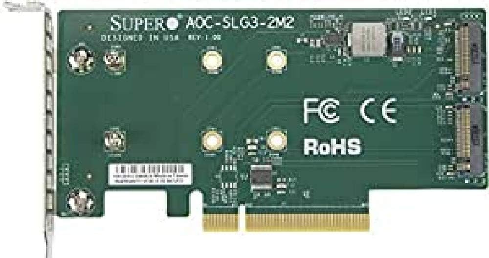 Supermicro AOC-SLG3-2M2 PCIe Add-On Card for up to Two NVMe SSDs Pack of 2