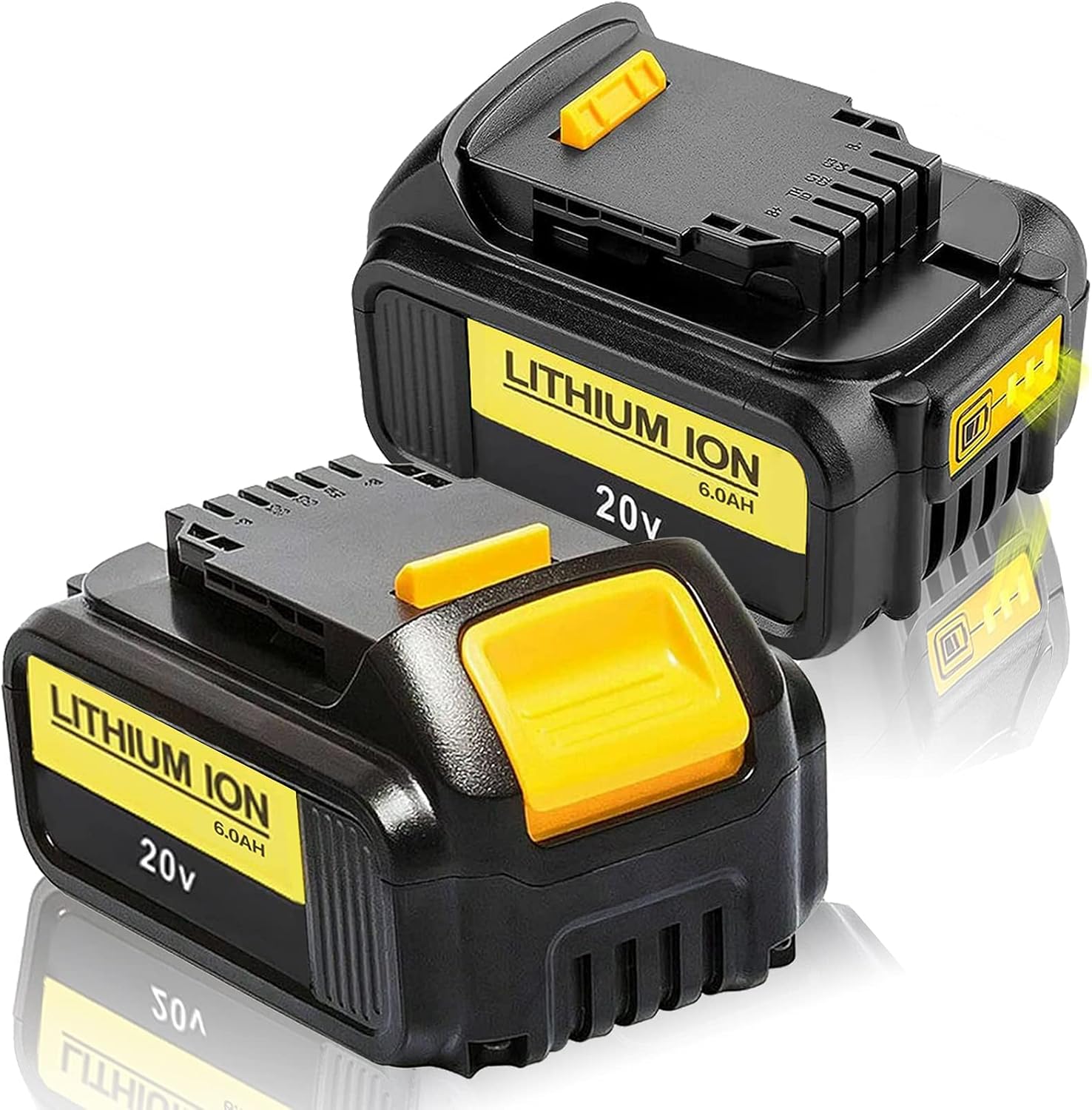 2 Pack 6.0 Ah 20Volt Replacement Battery for DEWALT 20V Battery, Premium 6.0Ah Lithium Ion Compatible with DCB205 DCB200 DCB201 DCB203 DCB204 BT-2 DCB Pack of 2