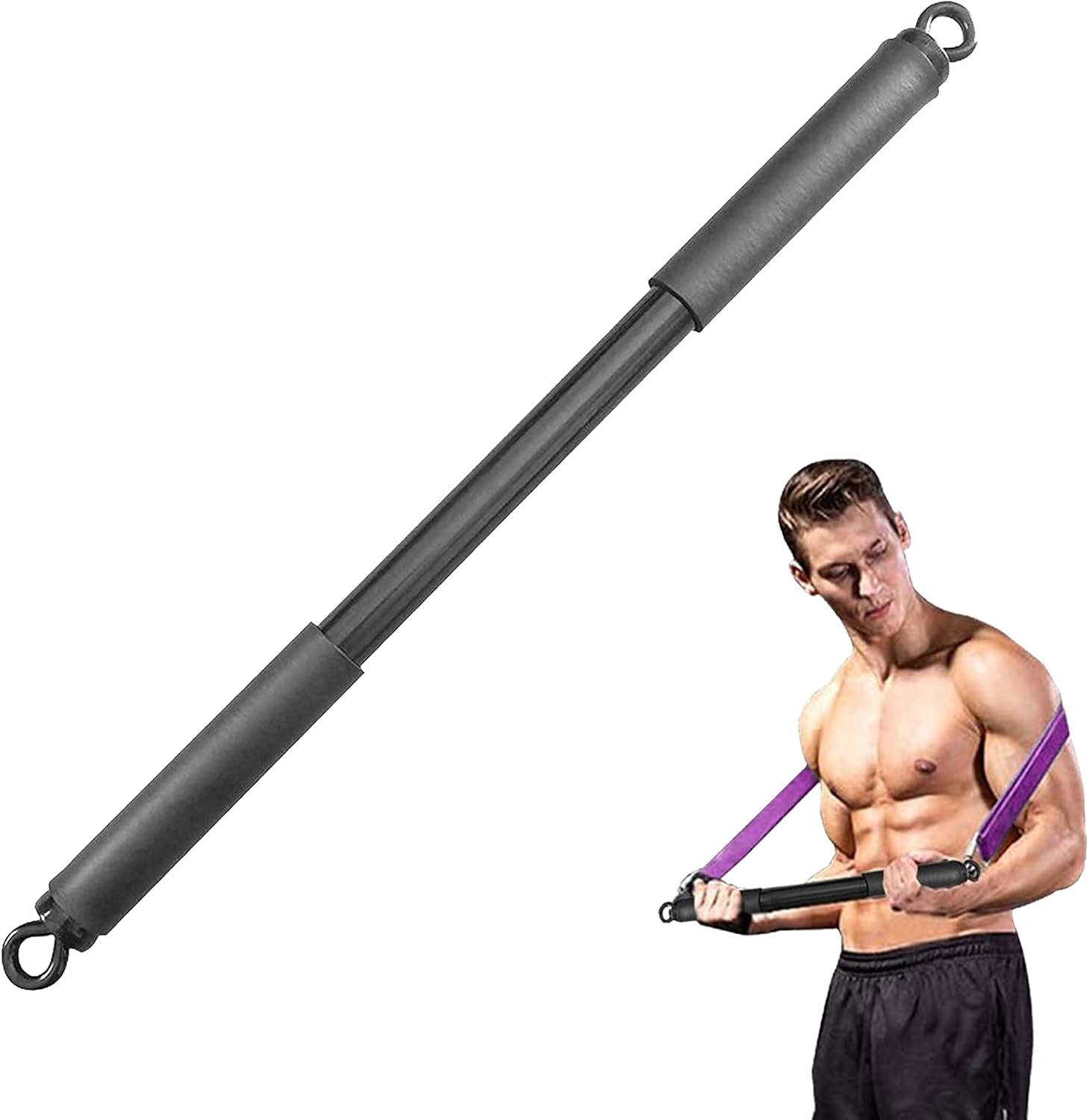 HORKEY Resistance Bar Portable Home Gym, Workout Bar, Full Body Workout Equipment, Resistance Band Bar, Exercise Bar Ship from US Pack of 2