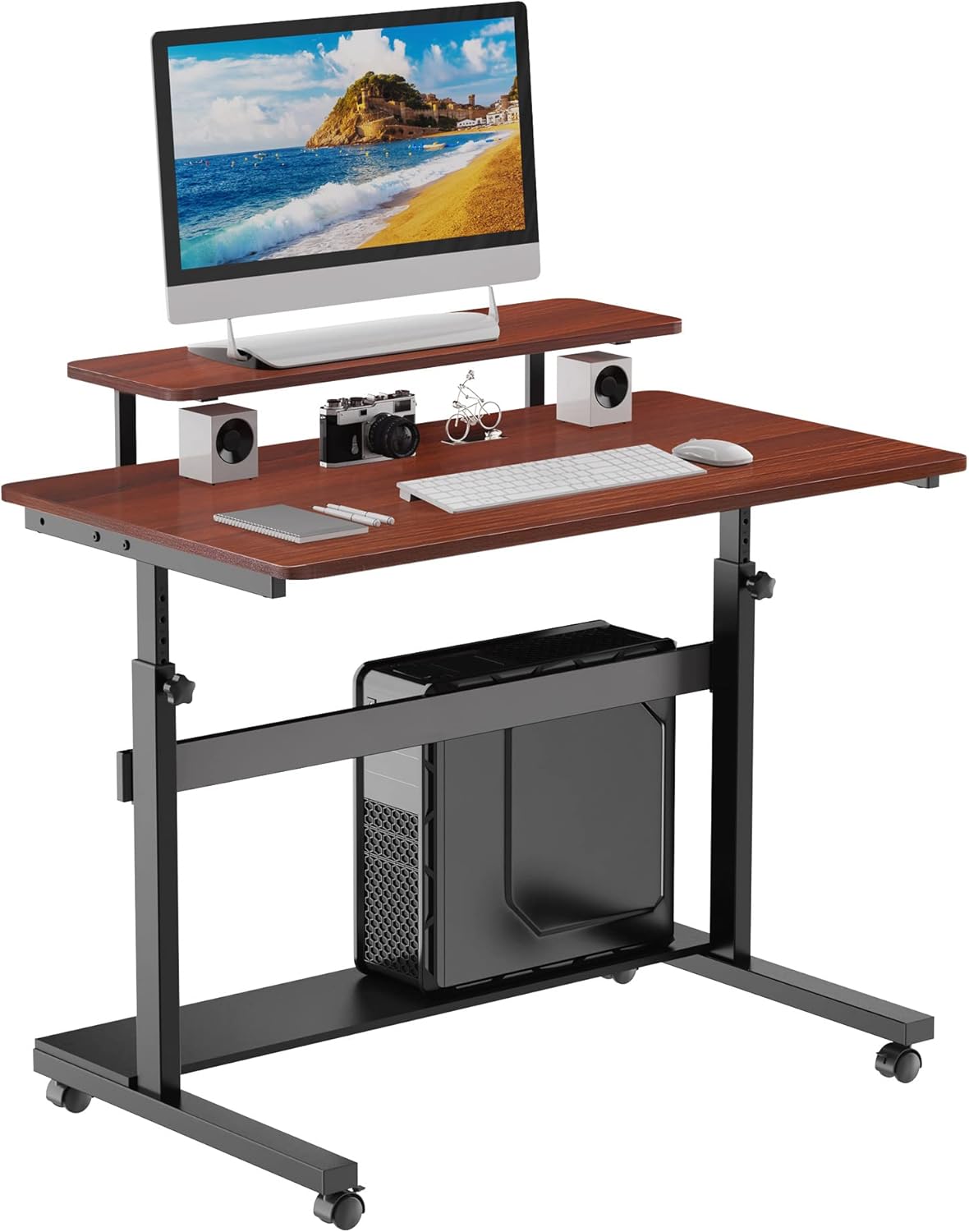 EUREKA ERGONOMIC Height Adjustable Standing Desk, Mobile Desk with Detachable Hutch 41