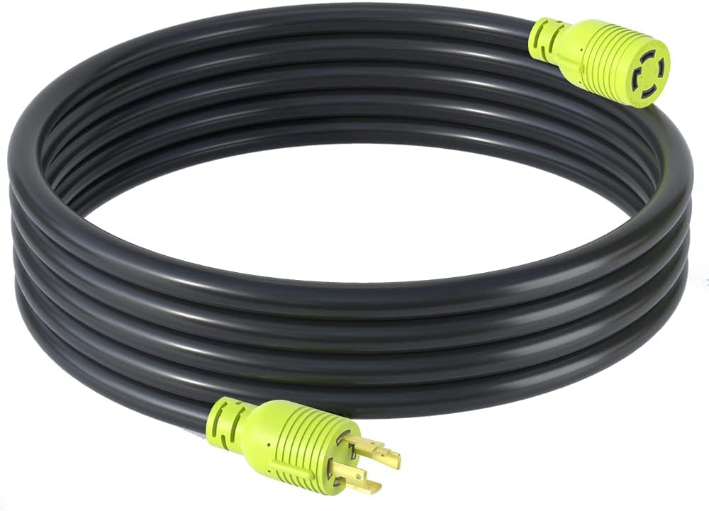 AOWEITOUR 4 Prong 30 Amp Generator Extension Cord,NEMA L14-30P/L14-30R 10 Gauge SJTW,Twist Lock Plug Heavy Duty Electric Extension Wire,125/250V,30Amp 7500W (15FT) Pack of 2