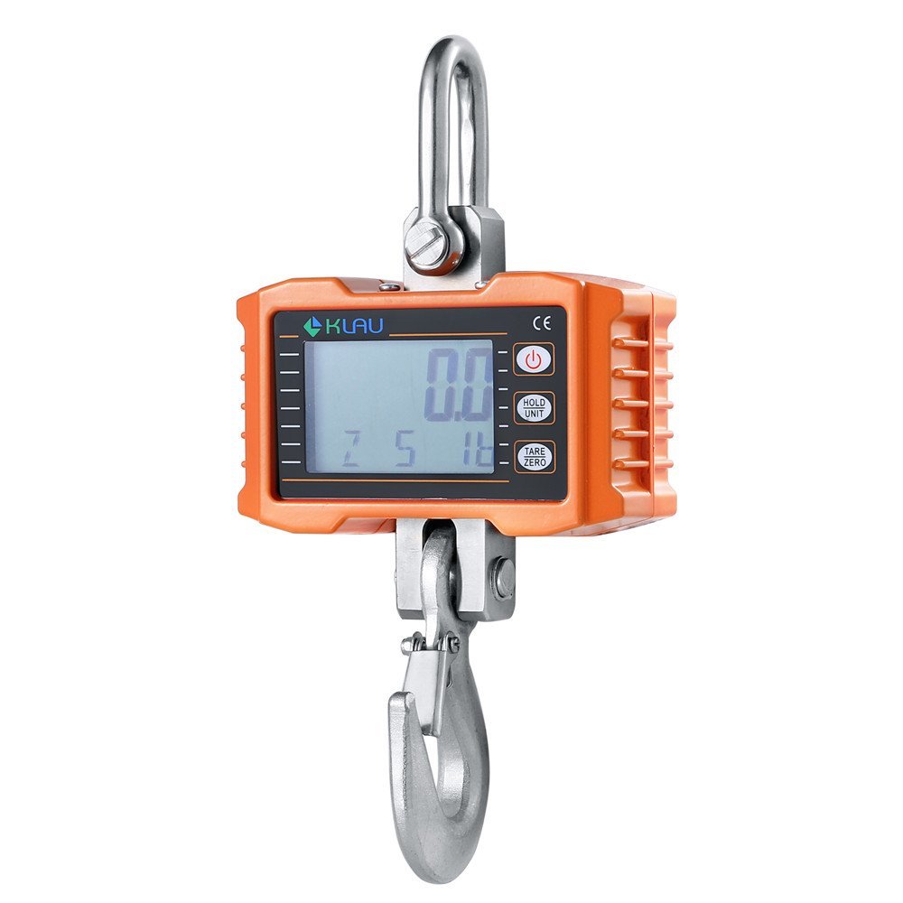 Hanging Scale,Klau 500 kg 1000 lb Digital Crane Scale Heavy Duty Industrial Smart Weighing Tool Hoist Orange for Farm Factory