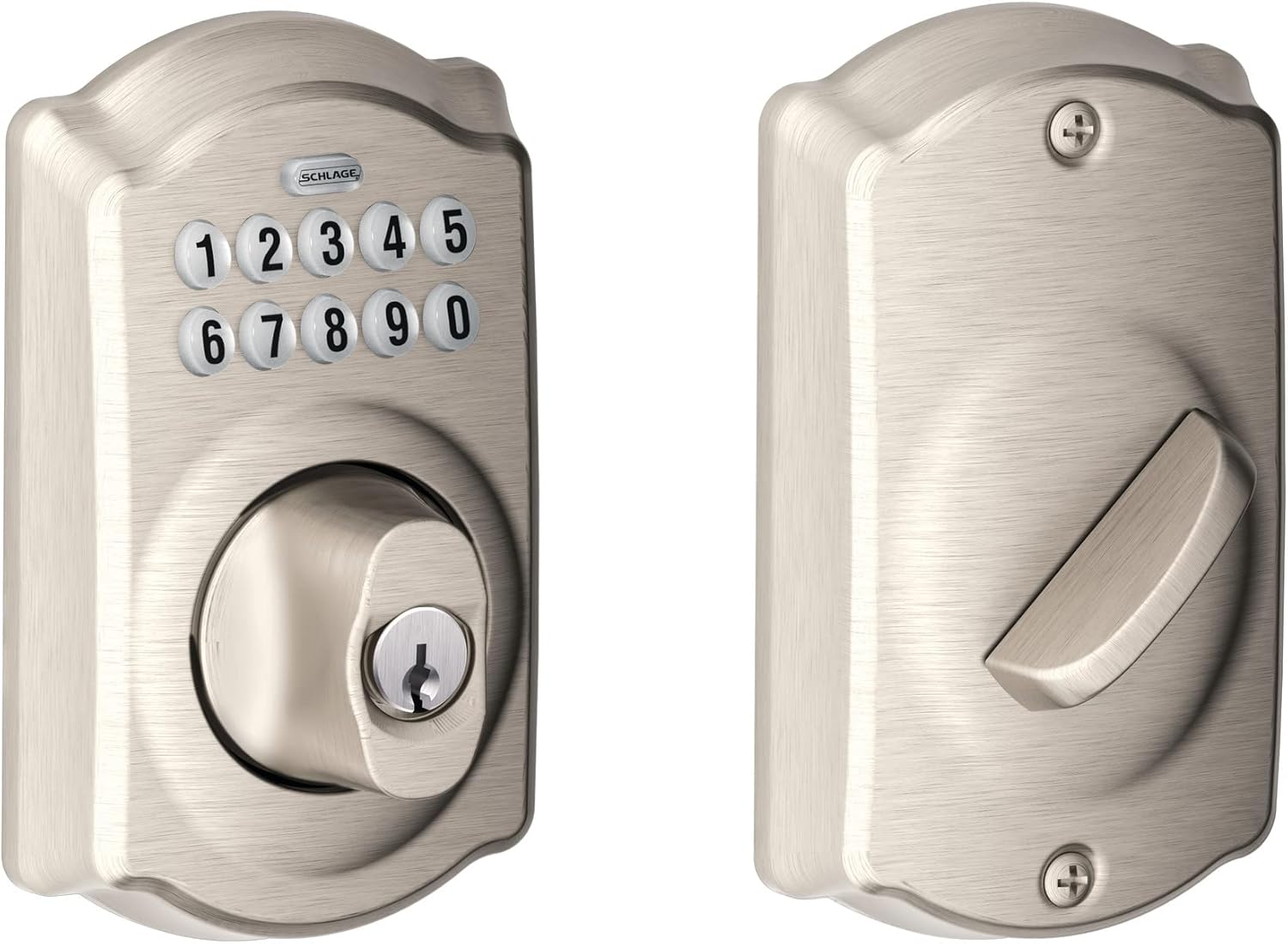 Schlage BE365 V CAM 716 Camelot Keypad Deadbolt, Electronic Keyless Entry Lock, Aged Bronze