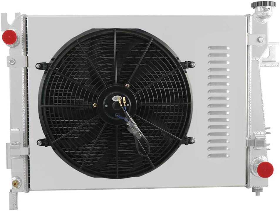 ALLOYWORKS 3 Row Aluminum Radiator+Shroud Fan+Thermostat For 2003-2009 Dodge Ram 1500 2500 3500 L6 V6 V8 V10 3.4L 3.7L 3.8L 3.9L 4.7L 5.7L 5.9L 8.0L 8.3L