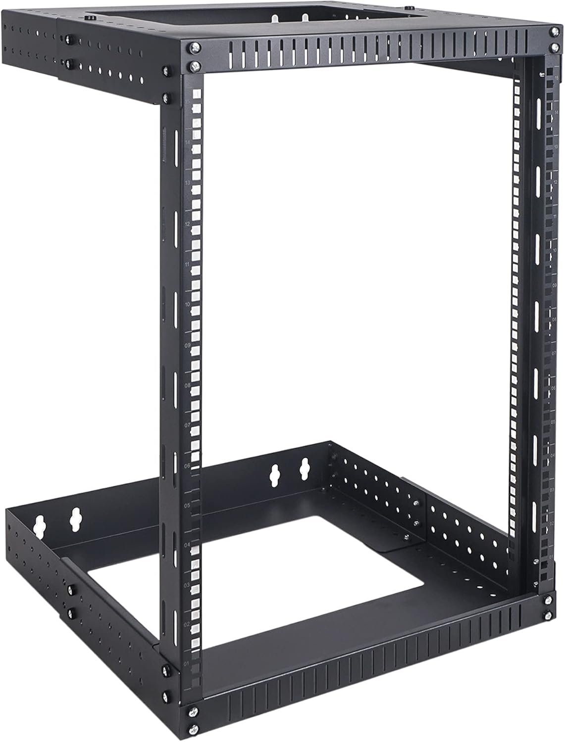 Sound Town 2-Post 15U Wall-Mount Open Frame Server and Network Equipment Rack with Adjustable Depth 12