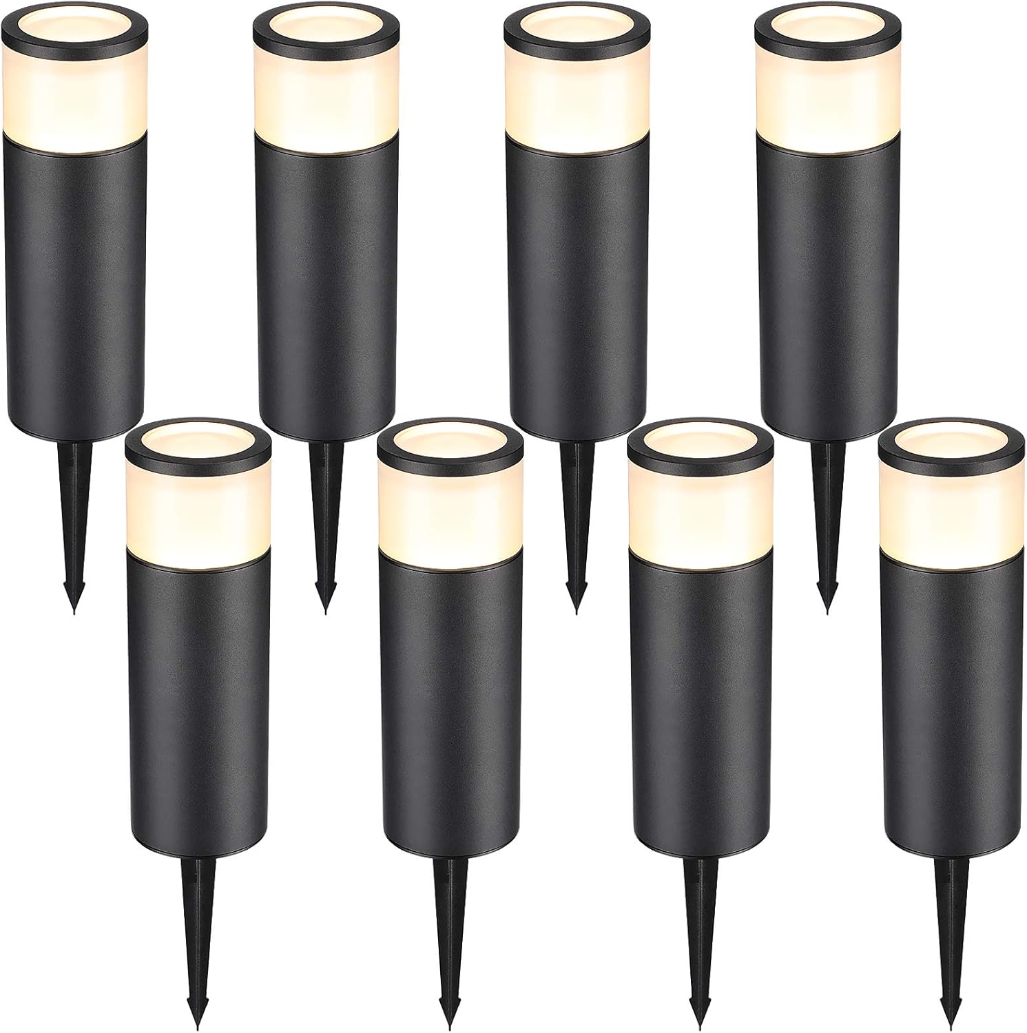 LEONLITE 8-Pack Low Voltage Landscape Pathway Lights LED, 5W 12V-24V AC/DC Wired Flood Lighting, Die-cast Aluminum, 400lm 3000K Warm White, 15-Year Lifespan