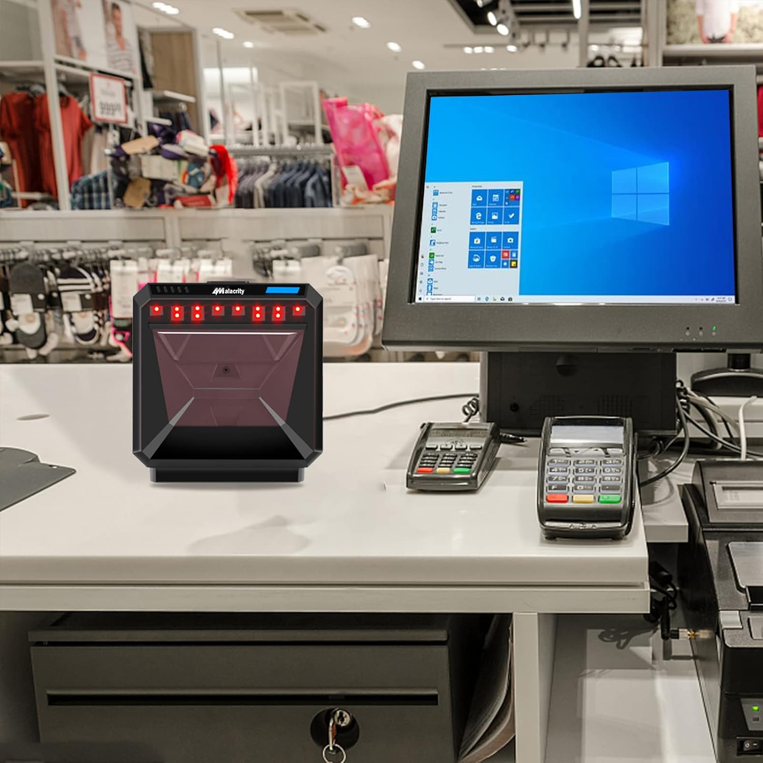 Handsfree 2D Barcode Scanner,Alacrity QR Omnidirectional Desktop Automatic USB Bar Code Reader Scanner, Capture Barcodes from Mobile Phone Screen Automatic Image Sensing Barcode Scanner Black Pack of 2