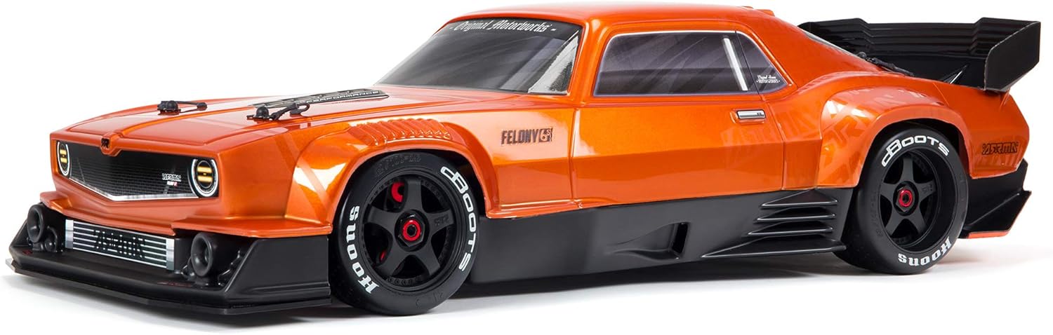 ARRMA 1/7 Felony 6S BLX Street Bash All-Road Muscle Car RTR (Ready-to-Run Transmitter and Receiver Included, Batteries and Charger Required), Black, ARA7617V2T1