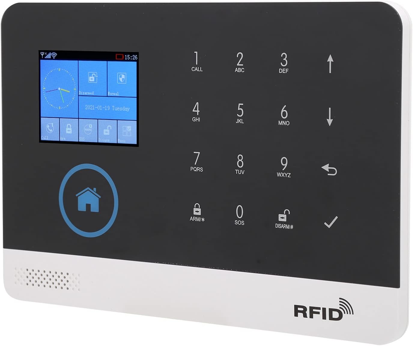 WiFi Security Alarm System Kit, 2.4in WIFI+GSM Alarm Systerm Household Wireless Anti‑Theft Detector Smart Surveillance Host for Tuya App Infrared Detector Door Sensor 100‑240V(US)