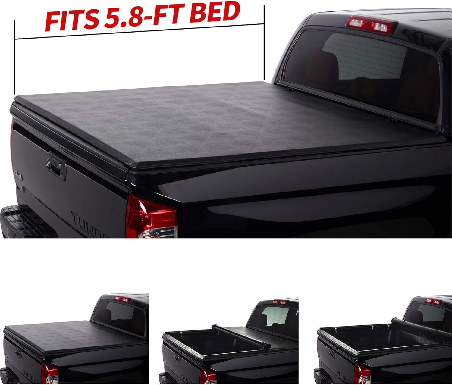 North Mountain Soft Roll Up Tonneau Cover, Compatible with 2019-now Silverado/Sierra 1500 5.8'/69.9