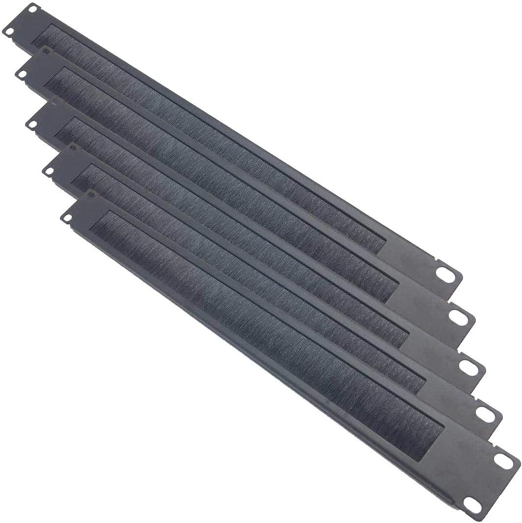 5 Pack 1U Brush Cable Manager Horizontal Rack Mount Cable Management Strip Panel for 19 Inch Server Rack or Network Cabinet Pack of 2