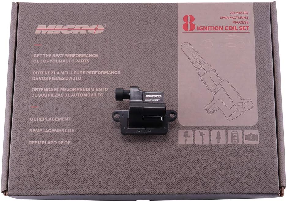 Micro Premium Square Ignition Coil Compatible with Cadillac Escalade, Chevy Silverado, Avalanche, Express 3500, Suburban, Tahoe, GMC Sierra, Savana, Yukon (Pack of 8)