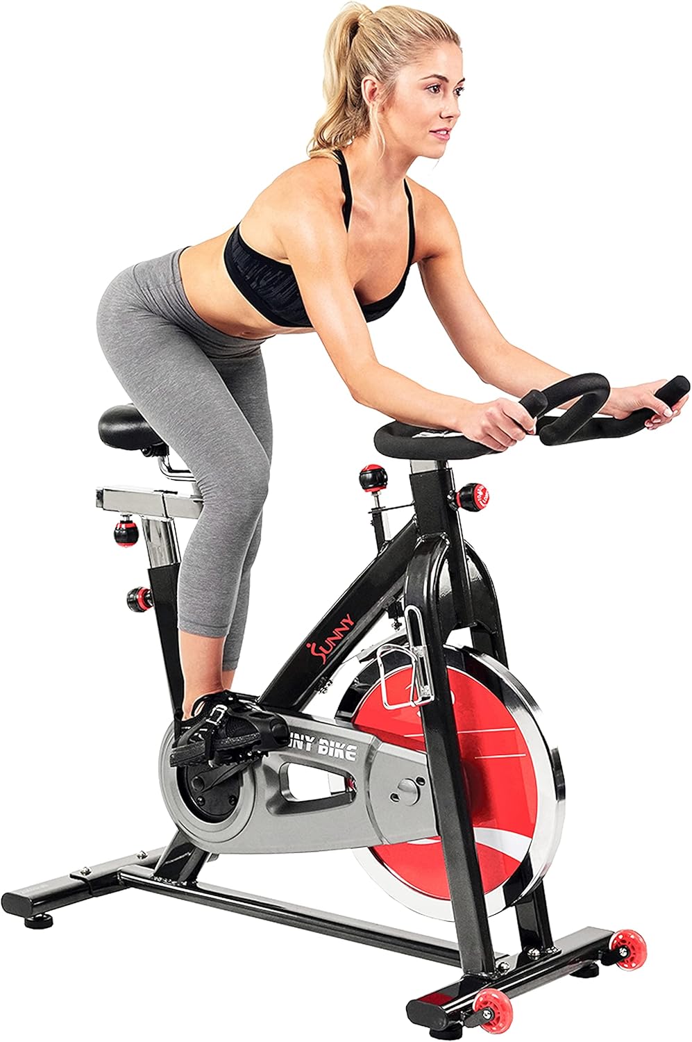 Sunny Health & Fitness Indoor Cycle Exercise Bike with Heavy Chrome 49 LB / 22 LB Flywheel