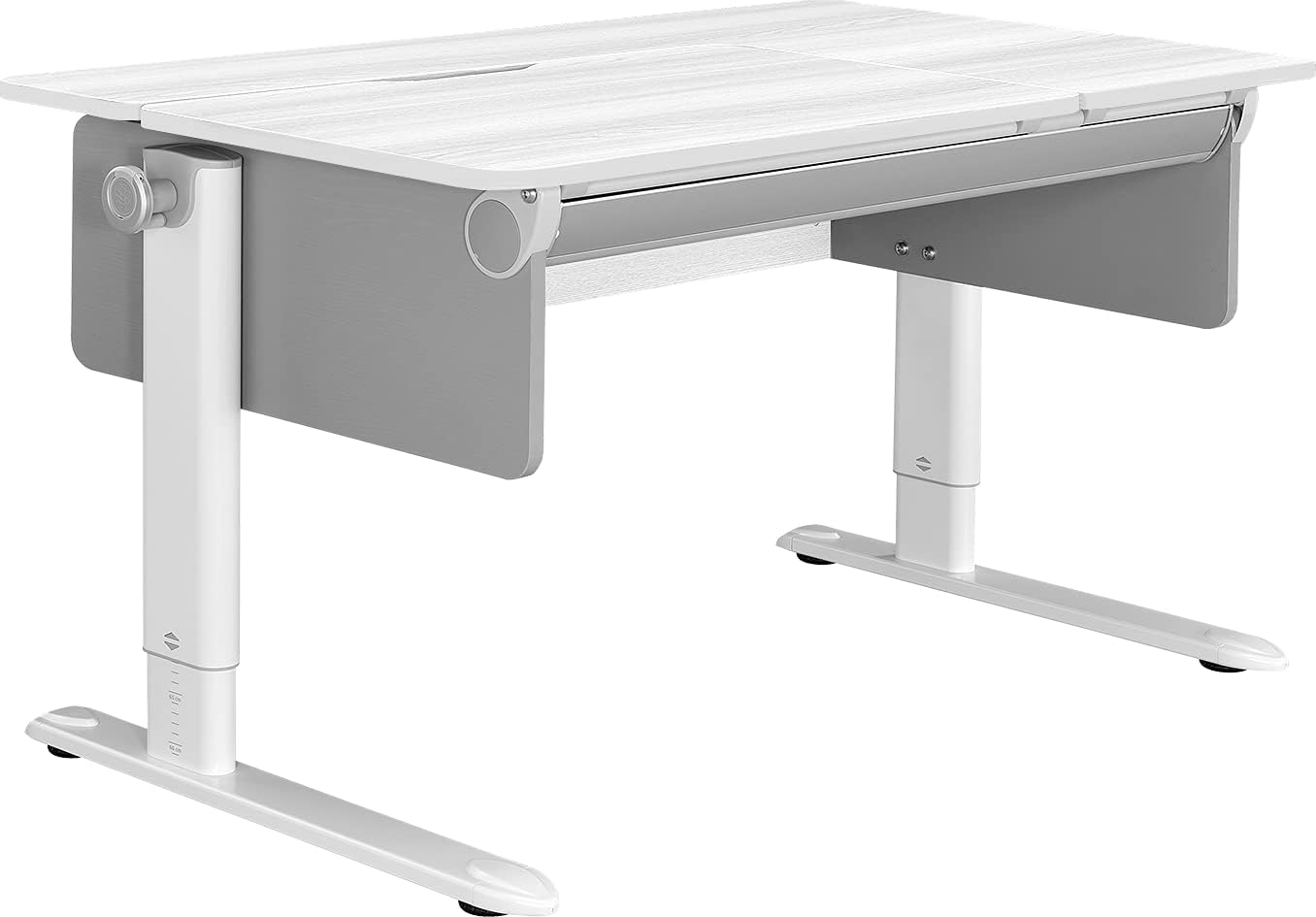 SingBee coobee L-Shaped Study Desk for Kids with Adjustable Height and Tilt (Gray / White Desktop)
