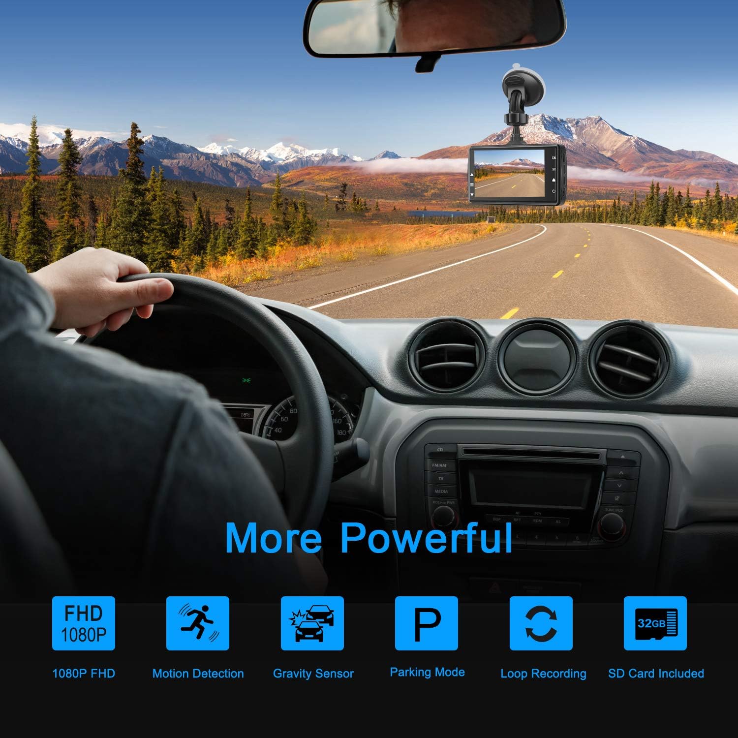 Dash Cam Front with 32G SD Card, BOOGIIO 1080P FHD Car Driving Recorder 3'' IPS Screen 170°Wide Angle Dashboard Camera Aluminum Alloy Case, WDR G-Sensor Parking Monitor Loop Recording Motion Detection Pack of 2