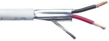 Custom Cable Connection 22 AWG 2 Conductor Stranded Shielded Plenum Cable White CL3P for Security/Alarm/Access Control/Sound - 1000 Foot Pull Box