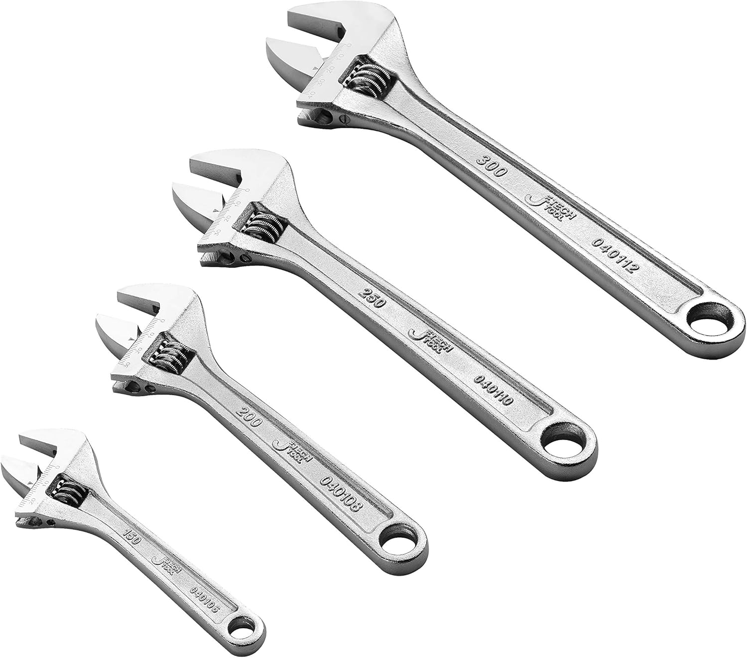 Jetech 4PCS Adjustable Wrench Set, Industry Grade Heavy Duty Shifter Spanners with Wide Caliber Opening, Roll-up Storage Pouch, Size Includes 6 Inch, 8 Inch, 10 Inch, 12 Inch Pack of 2